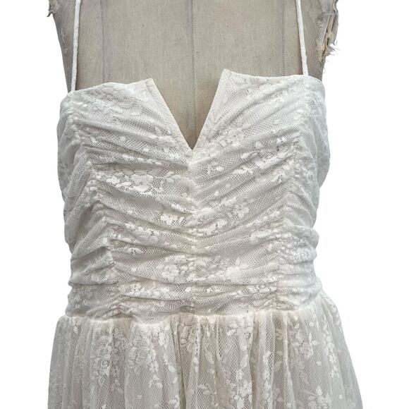 Lulus Charismatic Sweetie White Lace Ruched Tie-Strap Midi Dress Size‎ XL - Picture 3 of 14